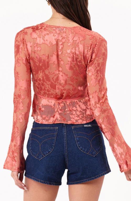 Shop Rolla's Rodeo Sheer Burnout Wrap Top In Peach