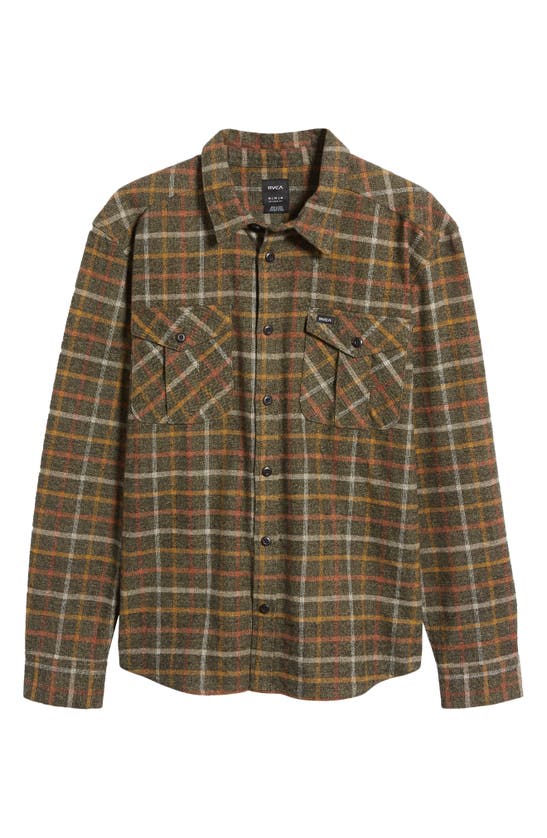Shop Rvca Hughes Relaxed Fit Check Flannel Button-up Shirt Jacket In Warm Grey