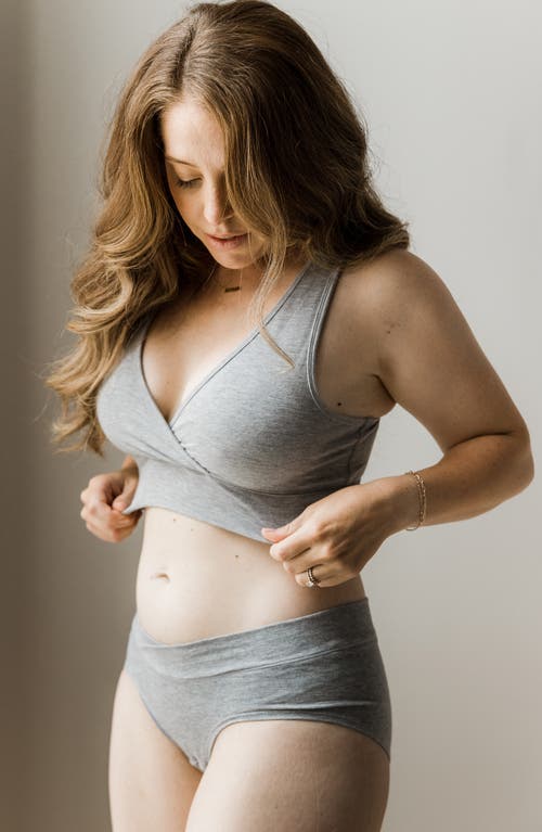 Shop Kindred Bravely Racerback Crossover Maternity/nursing Bra In Grey Heather