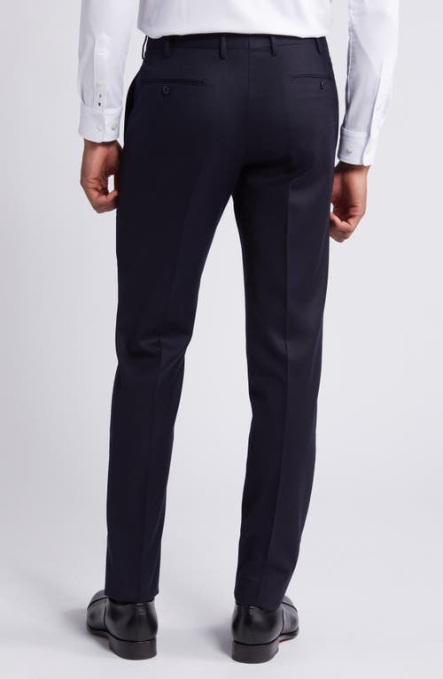 Shop Zanella Parker Flat Front Stretch Wool Flannel Trousers In Navy