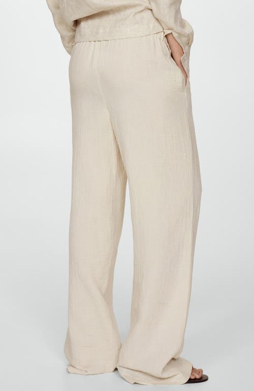 Mango Stripe Straight Leg Pants In Ecru
