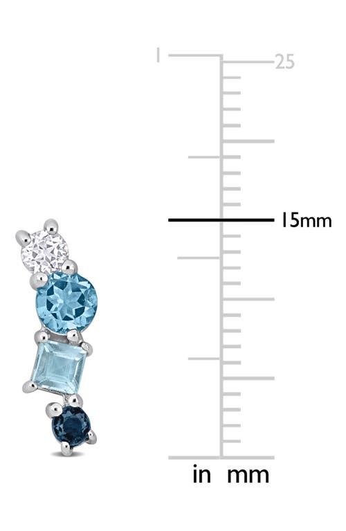 Delmar Mixed Cut Swiss London Blue Topaz, Sky Blue Topaz & White Sapphire Stud Earrings In Blue