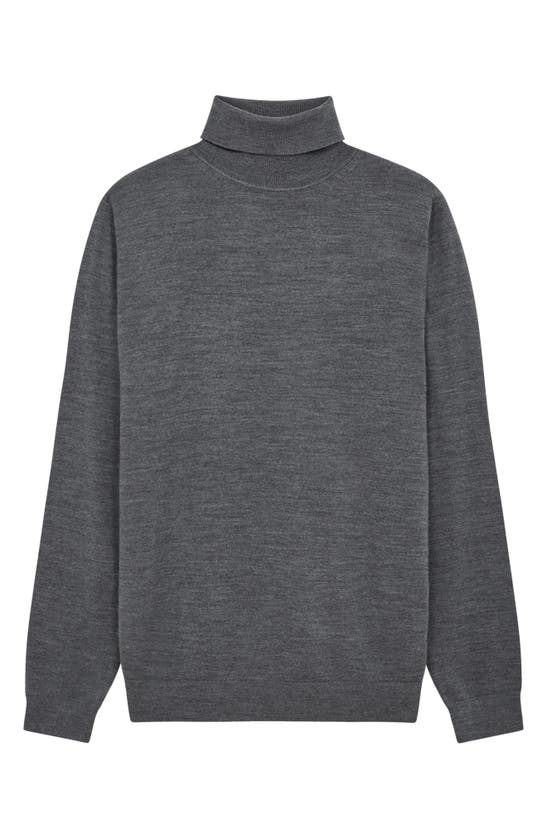 Shop Reiss Caine Wool Turtleneck Sweater In Mid Grey Melange