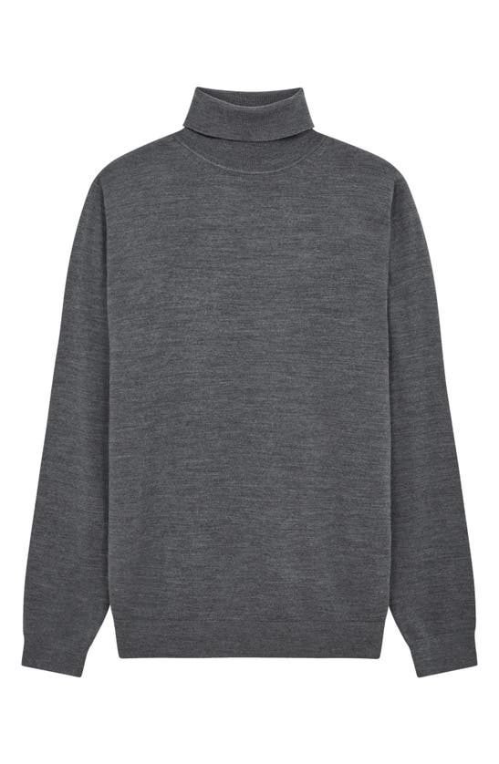 Shop Reiss Caine Turtleneck Wool Sweater In Mid Grey Melange