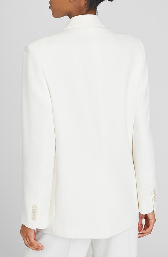 Shop Club Monaco Relaxed Double Breasted Crepe Blazer In 002 - Off White/ Blanc Casse
