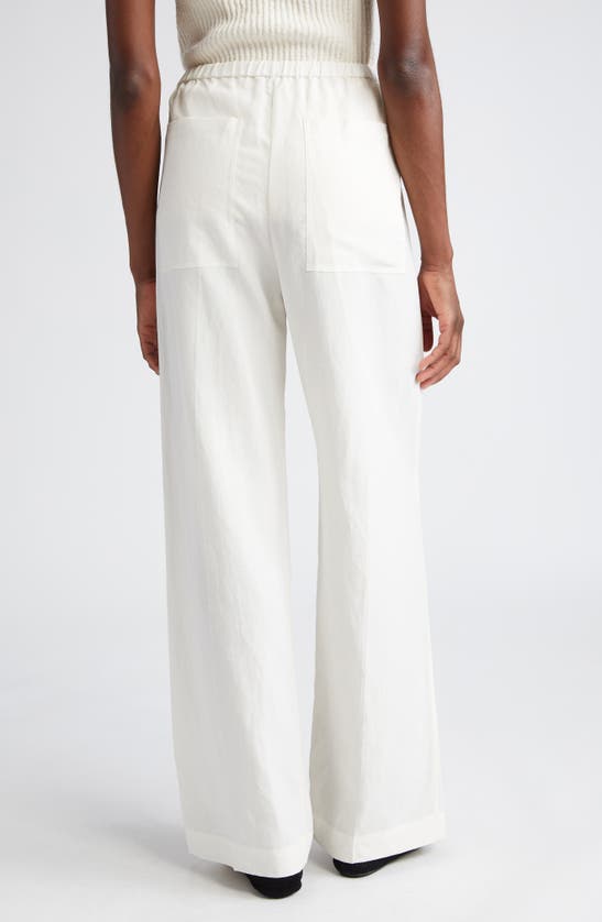 Shop Totême Fluid Drawstring Waist Pants In Off White