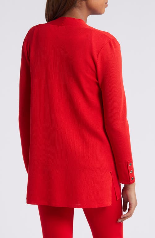 Shop Anne Klein Kissing Front Cardigan In Bright Crimson