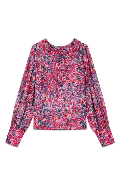 Shop Lk Bennett Erin Floral Print Ruffle Top In Pink Multi