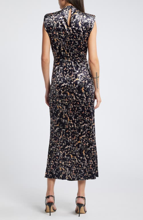Saylor Al Sleeveless Ruched Velour Dress In Black Multi