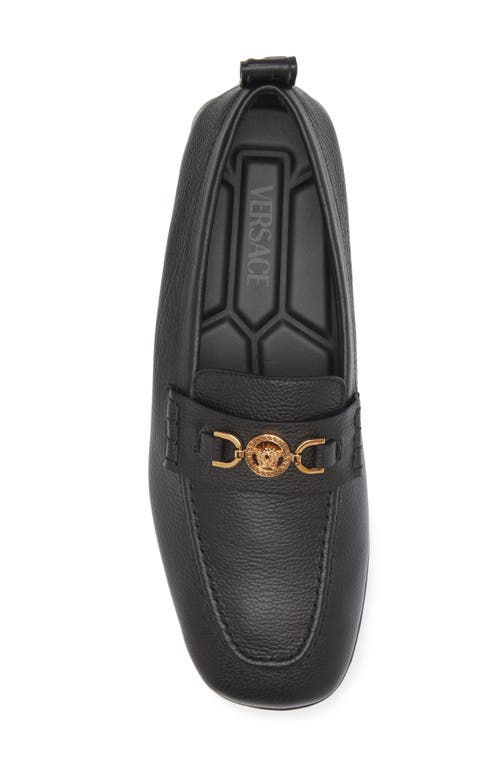 Shop Versace Villa Driving Shoe In Black- Gold