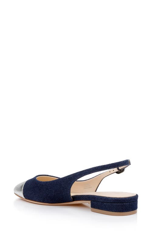 Shop Dee Ocleppo Mumbai Slingback Cap Toe Flat In Blue/silver