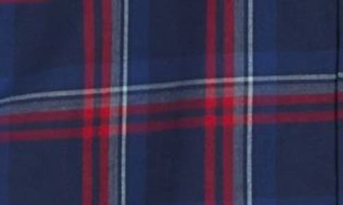 Lorenzo Uomo Trim Fit Plaid Flannel Cotton Dress Shirt In Navy/red
