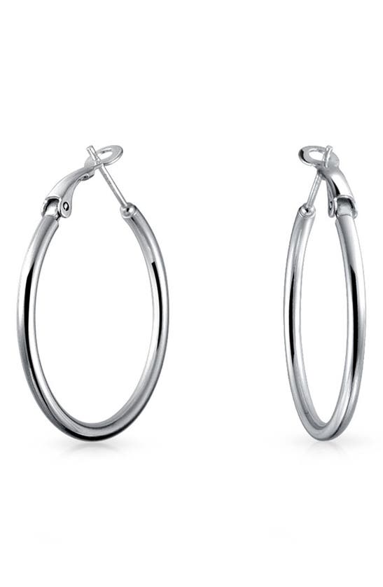 Bling Jewelry Round Tube Hoop Earrings In Metallic