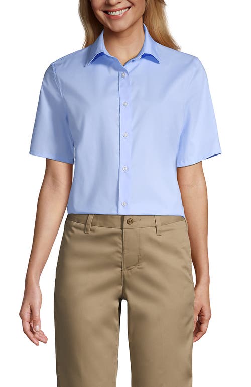 Lands' End School Uniform  No Gape Short Sleeve Stretch Shirt In Light Sea Blue