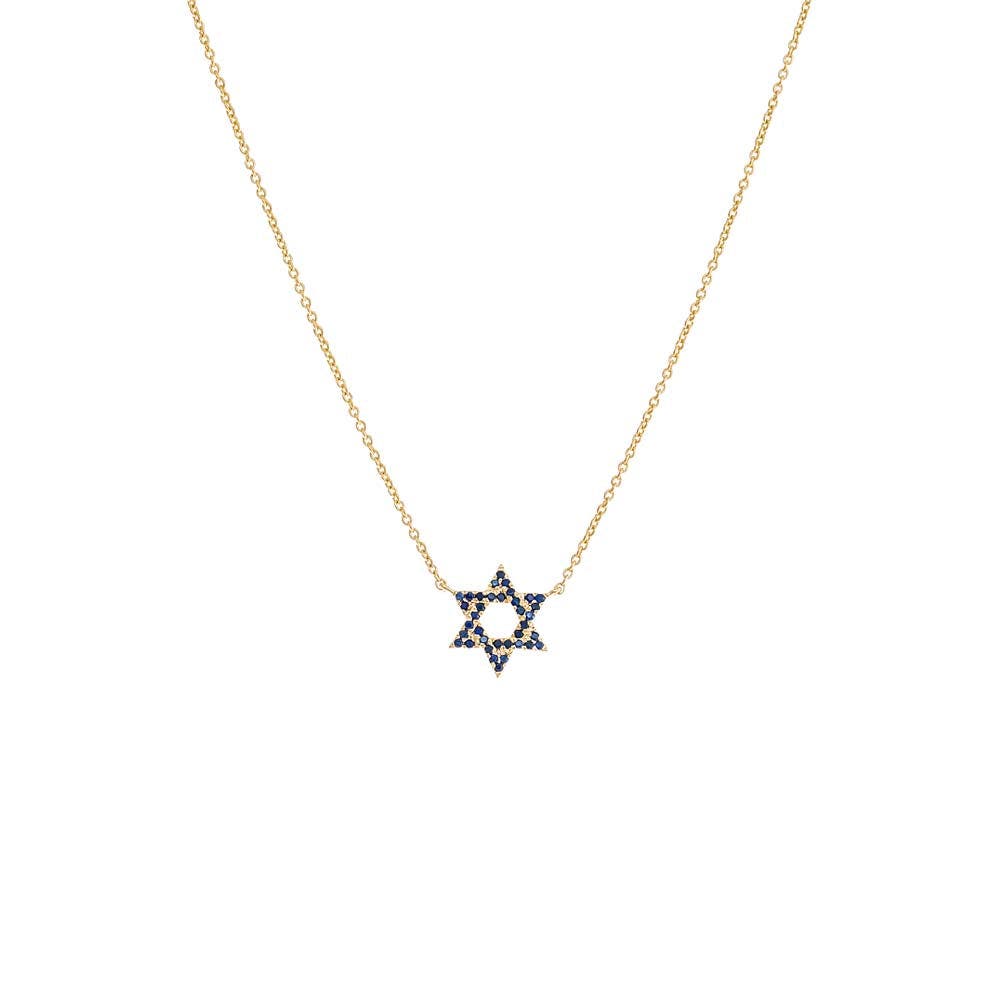 BY ADINA EDEN Sapphire Blue Star Of David Necklace 14K in 14K Gold Cover