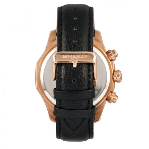 Shop Breed Lacroix Chronograph Leather-band Watch In Rose Gold/black