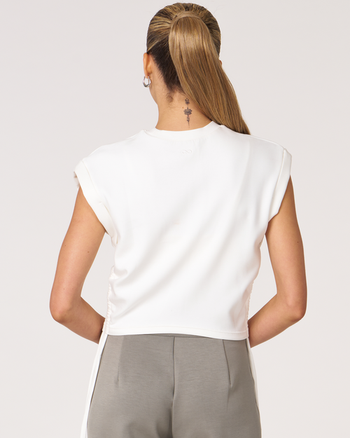 Rebody Active Nadine Scuba Shirring Top In White