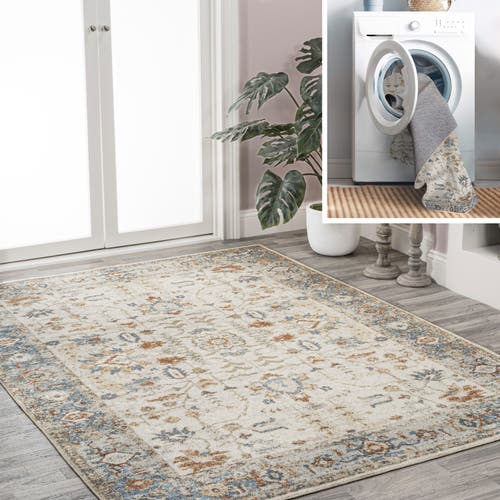 Shop Jonathan Y Hiero Persian Border Low-pile Machine-washable Area Rug In Cream/terra