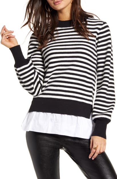 Click to view more detailed imagery on our partner's website English Factory Striped Contrast Sweater In Black
