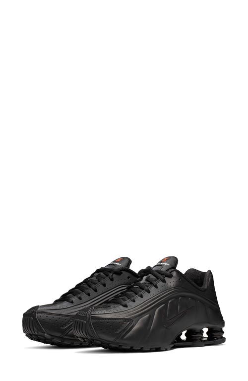 Shop Nike Shox R4 Sneaker In Black/black/max Orange