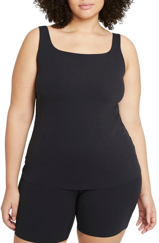 Nike Black Infinalon Yoga Luxe Tank Top In Black/ Dk Smoke Grey