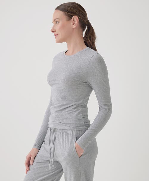 Pact Organic Cotton Cool Stretch Fitted Long Sleeve Tee In Heather Grey
