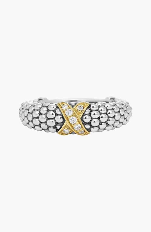 Shop Lagos X Diamond & Caviar­ Two-tone Ring In Silver/gold