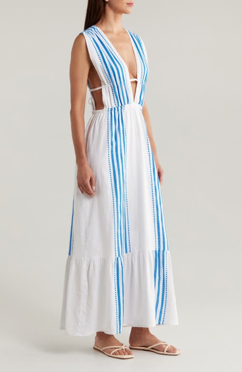 Shop Lemlem Lelisa Plunge Maxi Dress In Eshe Blue