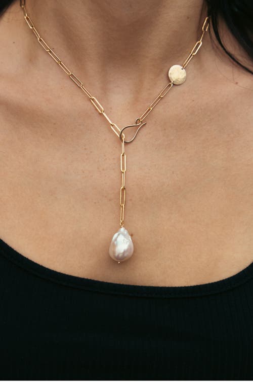 Albisia Veda Baroque Pearl Lariat In 14k Gold Filled/pearl