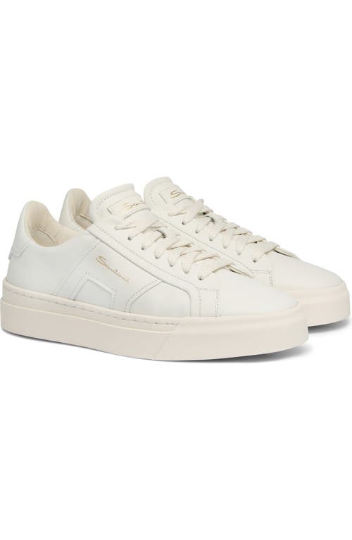 Santoni Women's White Leather Double Buckle Sneaker In White
