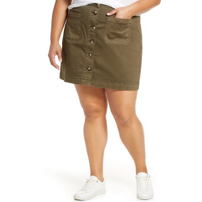 Plus Size Caslon Stretch Cotton Twill Skirt, 0 (similar to 18W) - Green