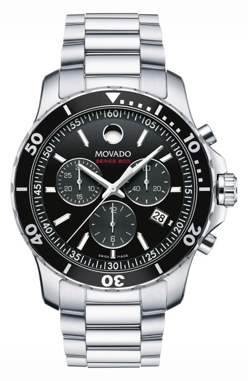 Movado 'series 800' Chronograph Bracelet Watch, 42mm In Silver/black/silver