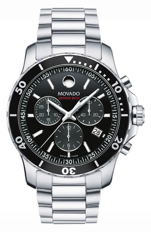 Shop Movado 'series 800' Chronograph Bracelet Watch, 42mm In Silver/black/silver