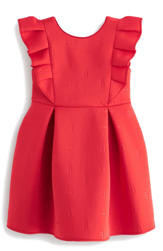 Shop Baker By Ted Baker Kids' Ruffle Shoulder Scuba Dress In Red