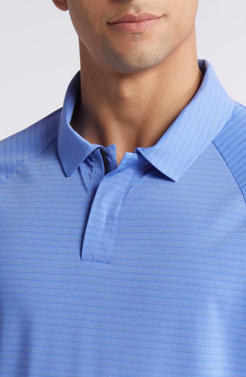 Shop Zella Fadeout Stripe Performance Polo In Blue Hydrangea