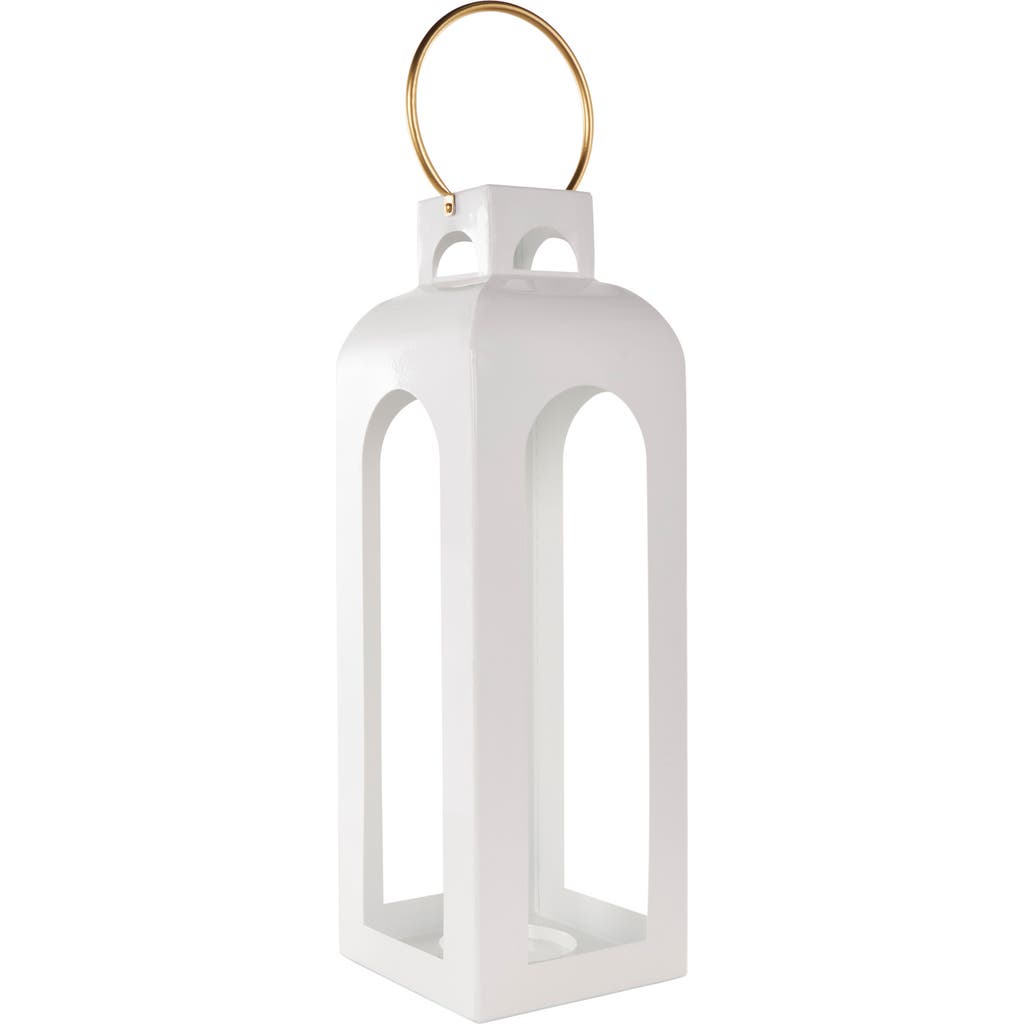 Ginger Birch Studio White Metal Candle Lantern In White
