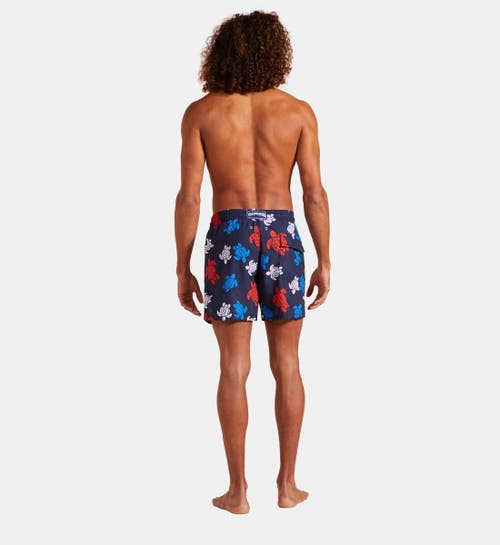 Shop Vilebrequin Tortues Multicolores Swim Trunks In Bleu Marine