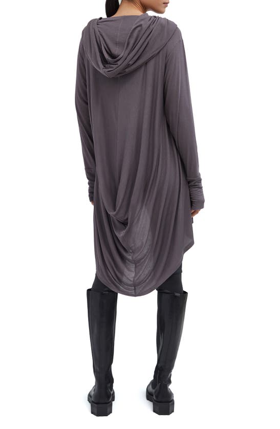 Shop Marcella Oslo Semisheer Hooded Long Sleeve High-low Jersey Tunic In Anthracite