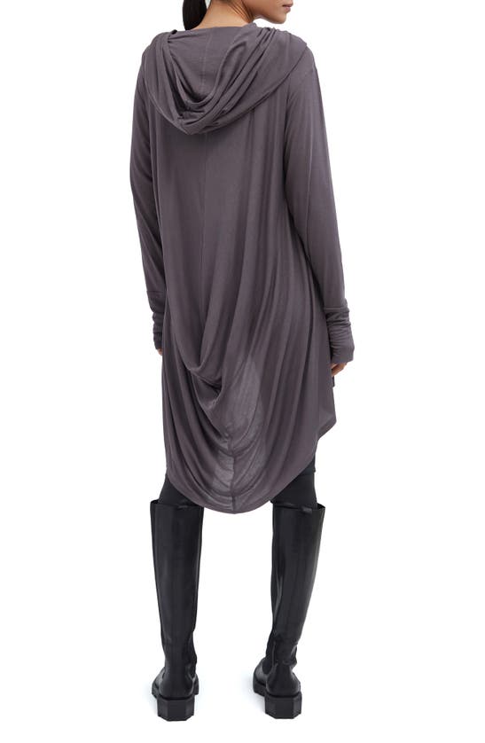 MARCELLA MARCELLA OSLO SEMISHEER HOODED LONG SLEEVE HIGH-LOW JERSEY TUNIC 