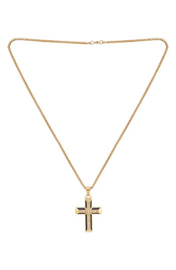 American Exchange Goldtone Plated Stainless Steel Diamond Cross Necklace