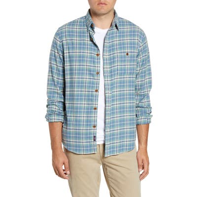 Faherty Seaview Regular Fit Plaid Button-Up Twill Shirt, Blue/green
