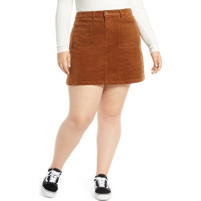Plus Size Bp. High Waist Corduroy Miniskirt, Brown
