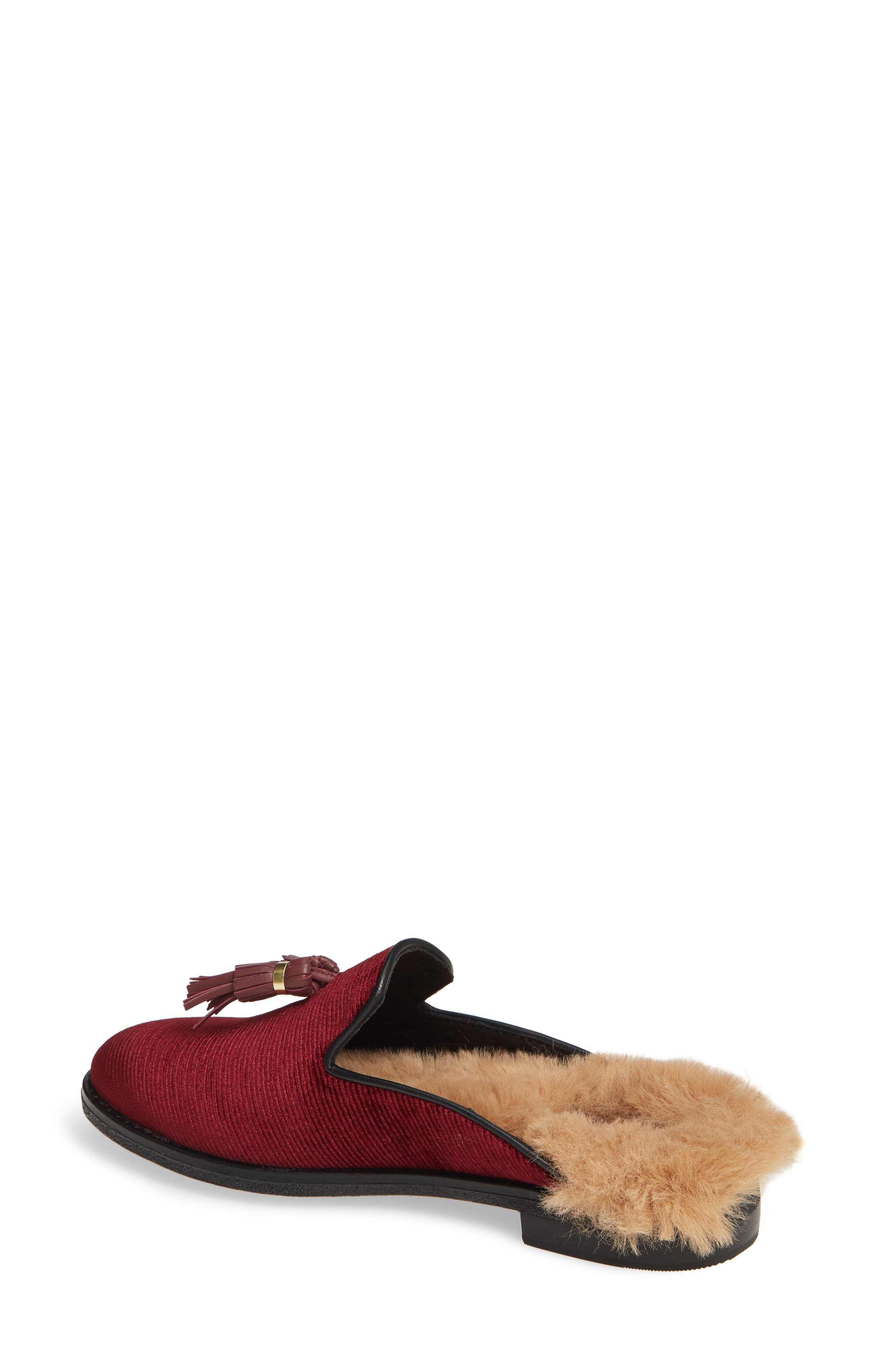 faux fur tassel mules
