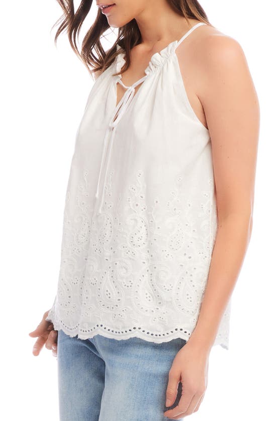 Shop Karen Kane Eyelet Detail Cotton Top In Off White