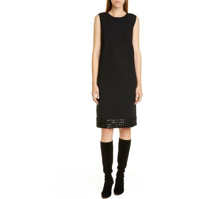 Lafayette 148 New York Morganna Sequin Hem Wool Shift Dress, Black