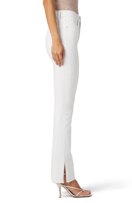 Hudson Barbara Split Raw Hem High Waist Baby Bootcut Jeans In White