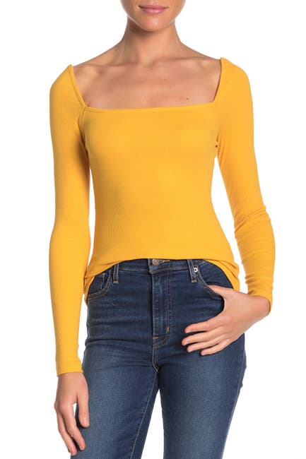 Abound Ribbed Square Neck Long Sleeve Top Nordstrom Rack