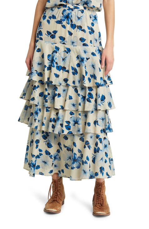 The Gazebo Floral Tiered Cotton Skirt
