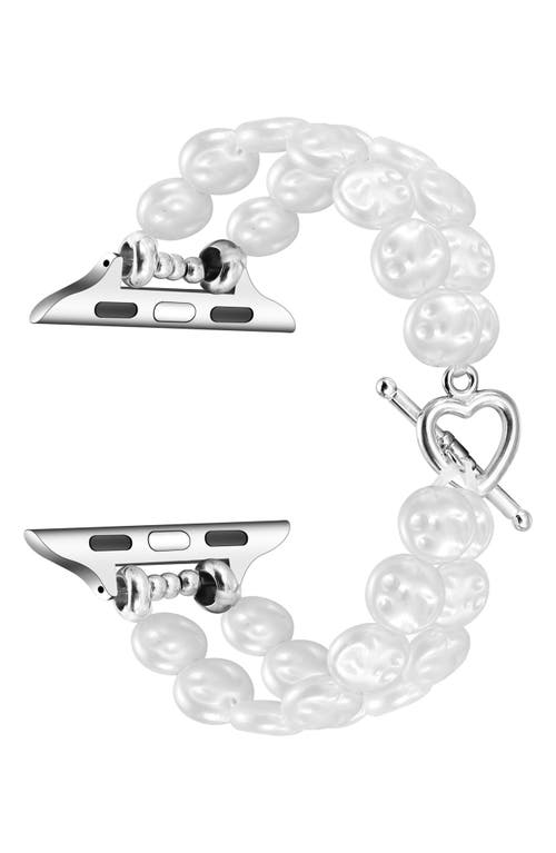 The Posh Tech Eloise Imitation Pearl Apple Watch® Bracelet Watchband In White