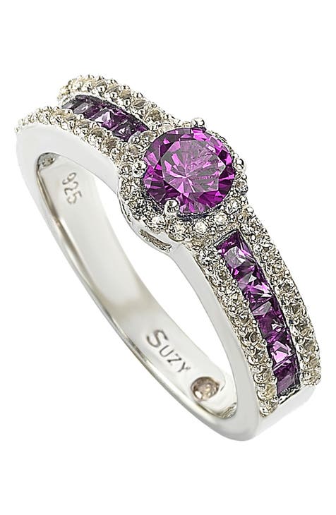 Sterling Silver Pink Sapphire Bridal Ring